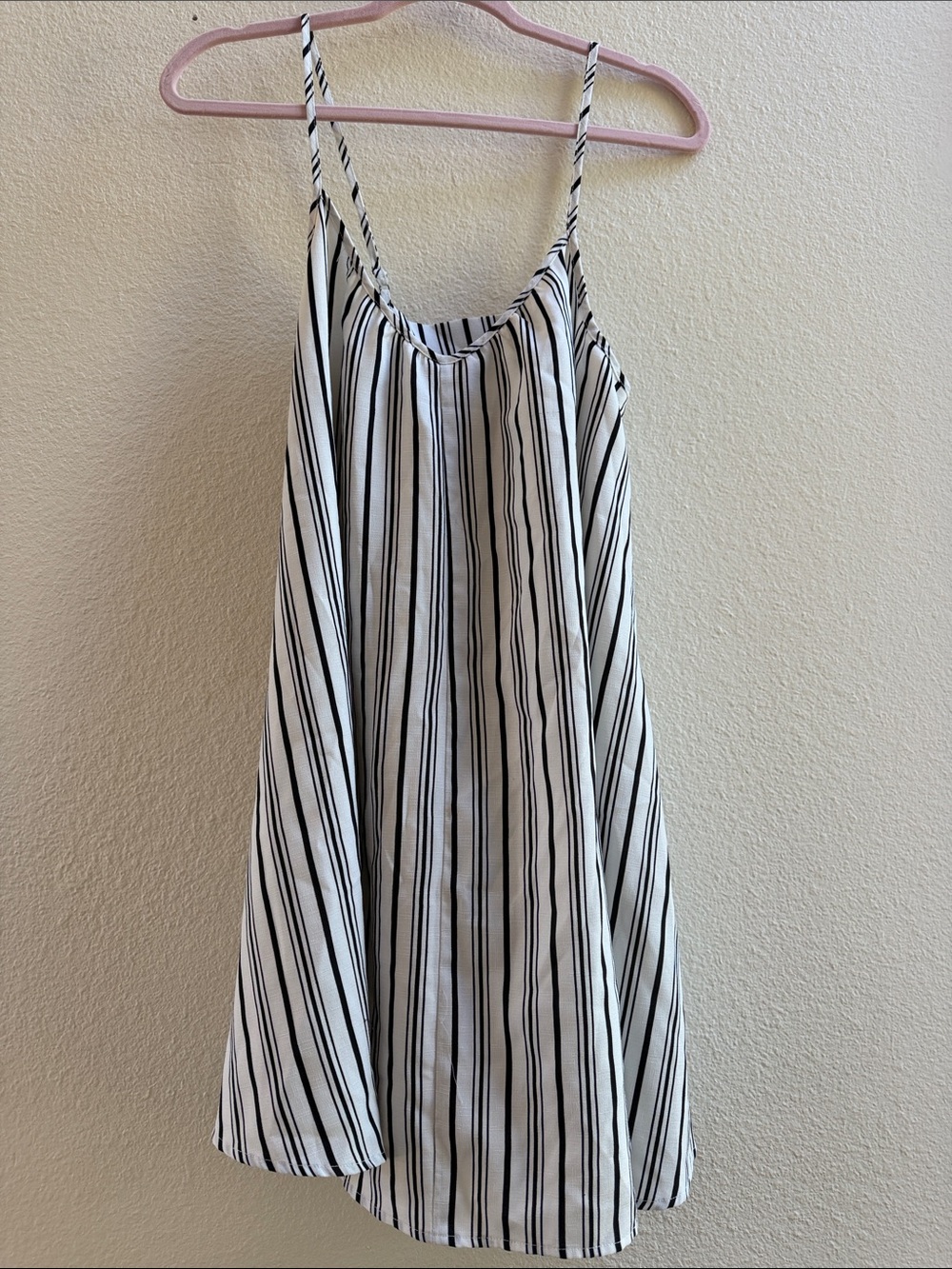 Saks Fifth Avenue Black and White Striped Spaghetti Strap Dress